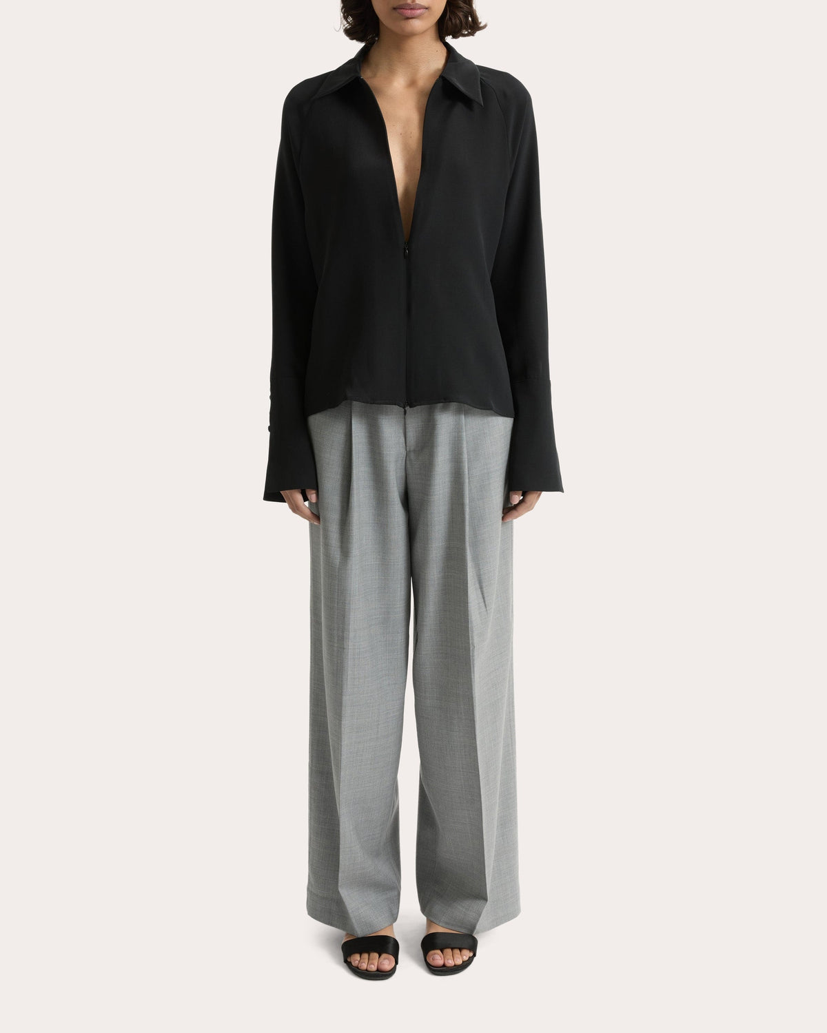 Lea Silk Crepe Collared Shirt