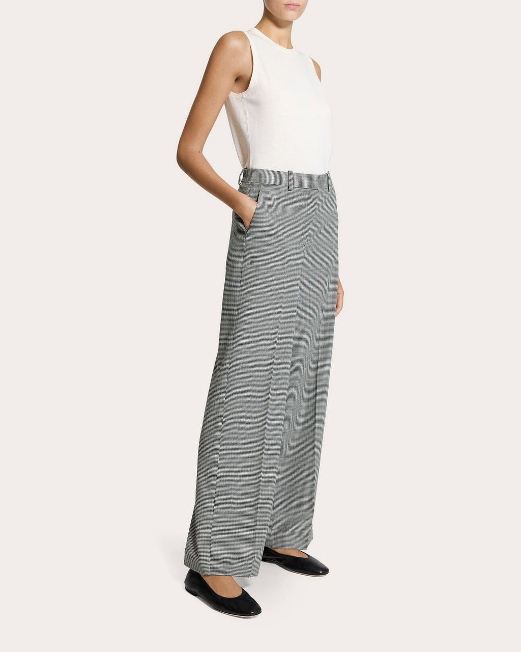 Plaid Wool Twill Straight-Leg Trousers