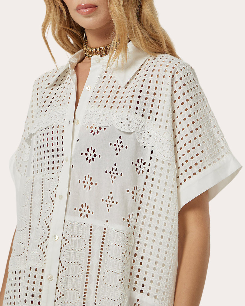 Colbee Broderie Anglaise Mini Shirt Kaftan