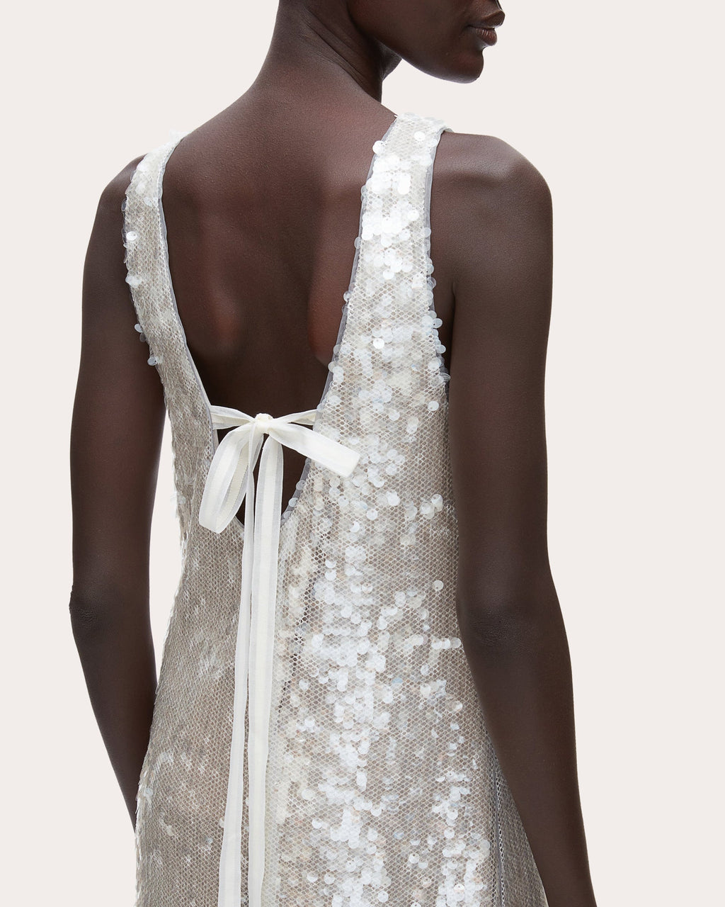 Sequin Paillette Bow Sleeveless Shift Dress