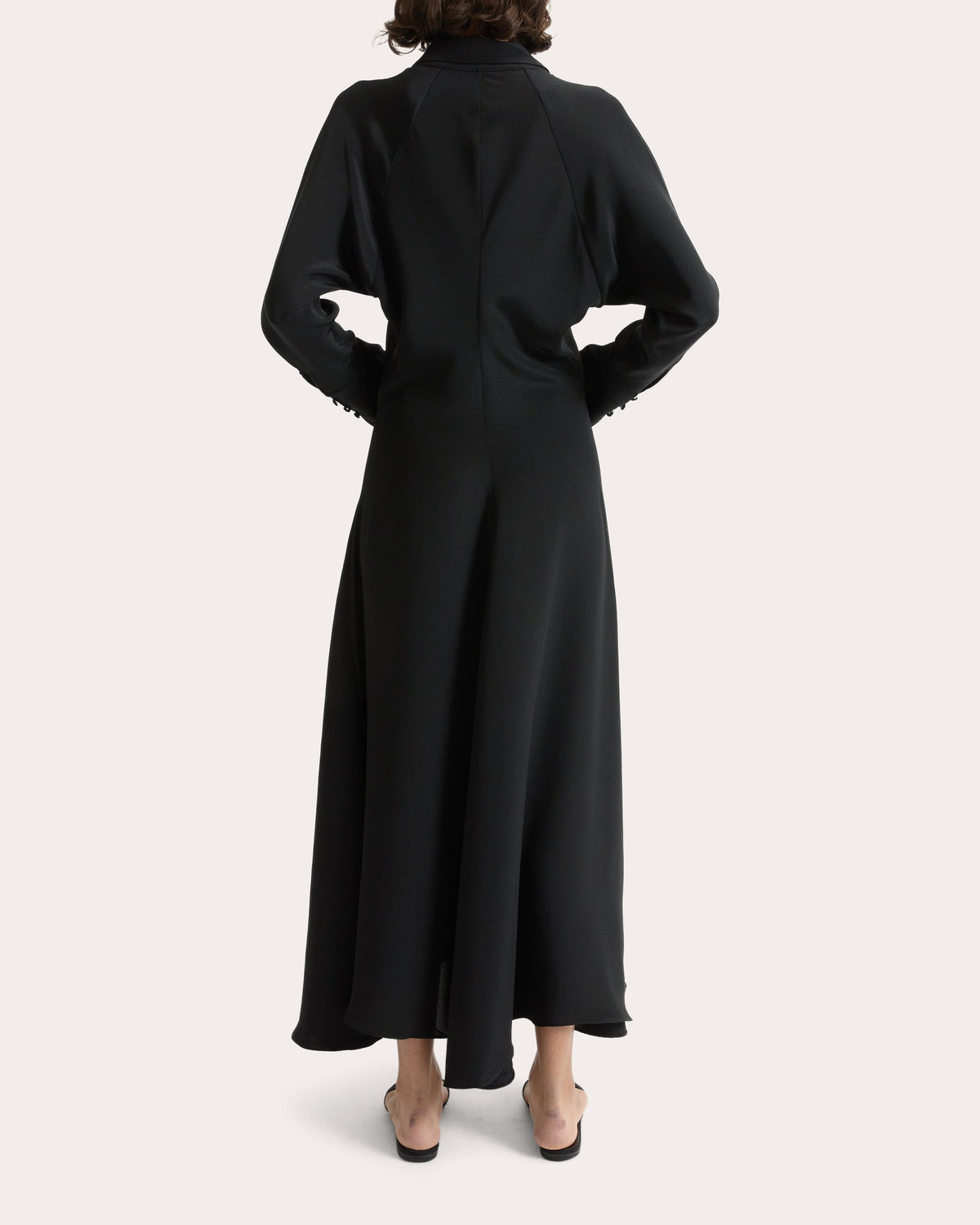 Lea Silk Crepe Collared A-Line Dress