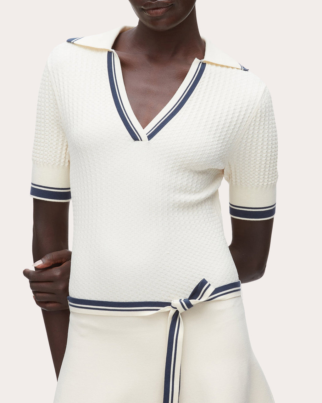Textured Knit Polo Midi Dress
