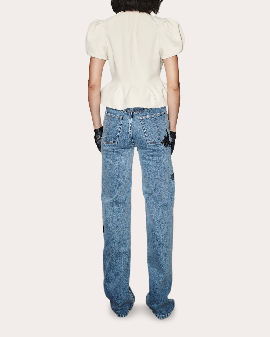 Zion Embroidered Lace Straight-Leg Jeans
