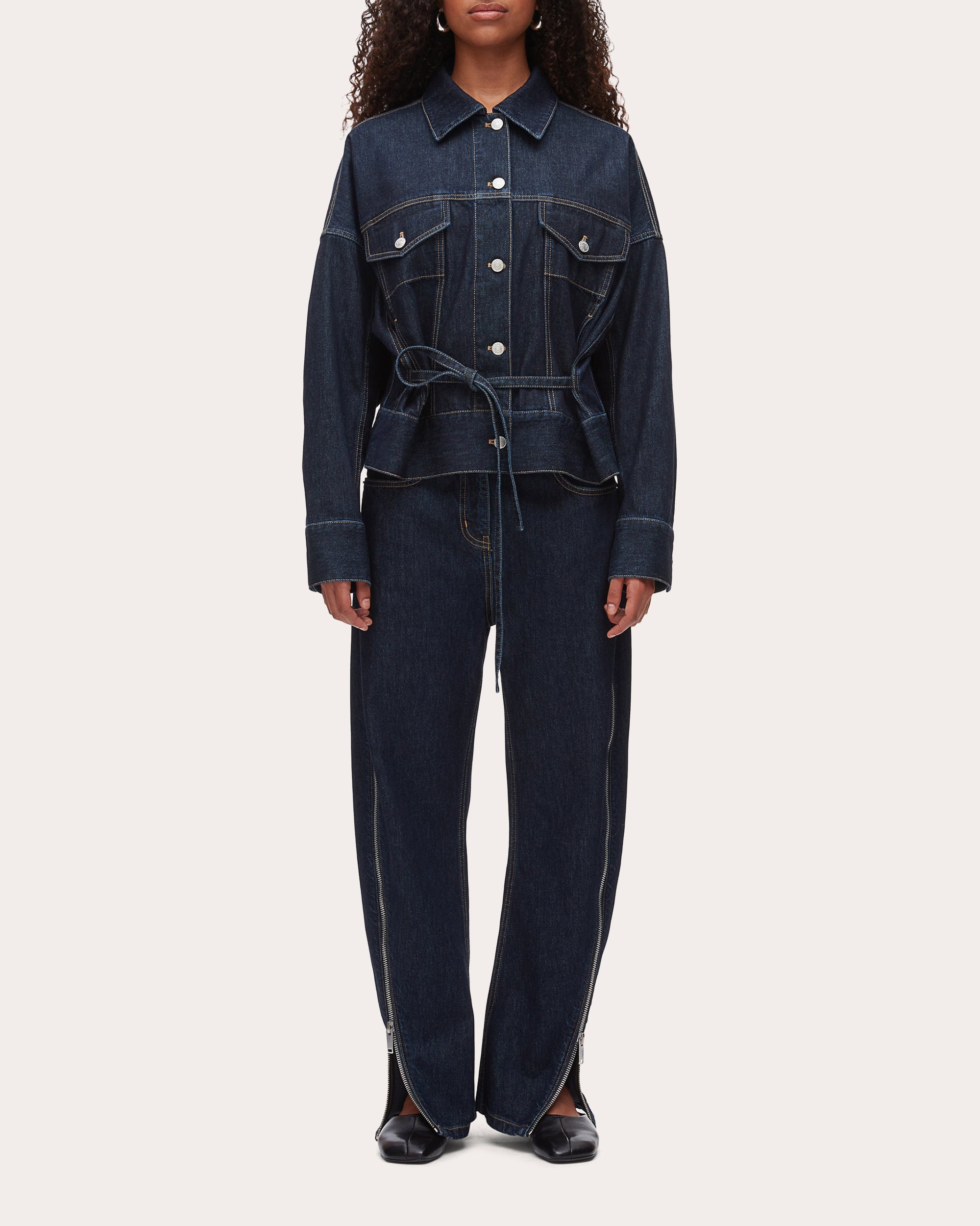 Boxy Belted Denim Jacket