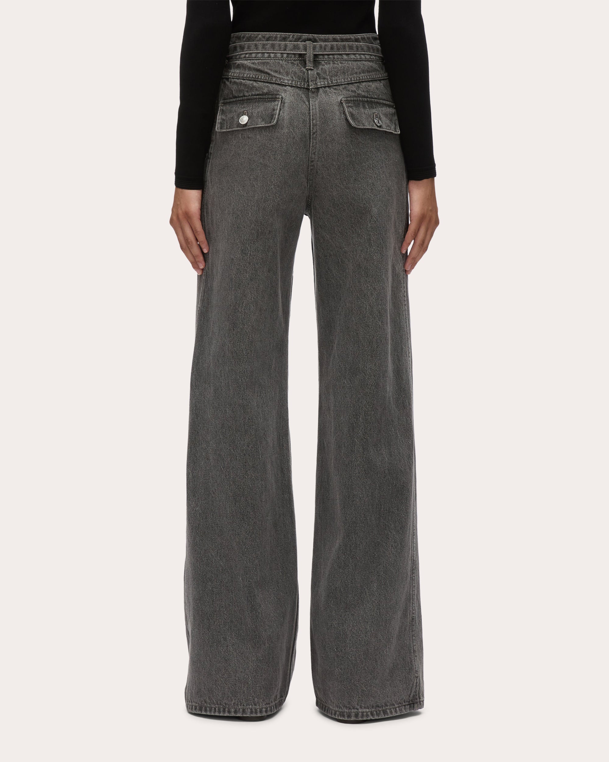 Acid Wash Belted Cargo Jeans