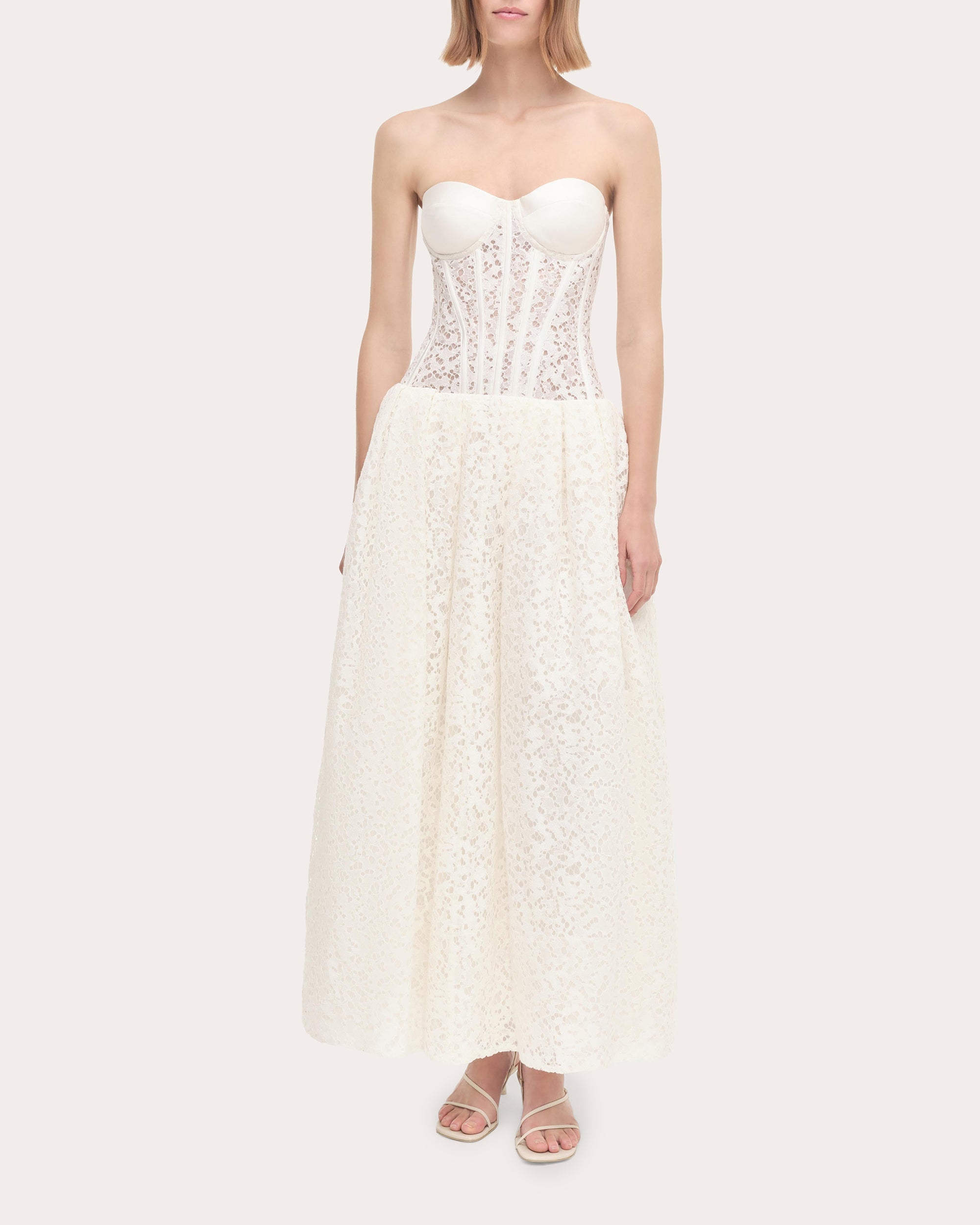 Evangeline Satin Lace Combo Bustier Dress