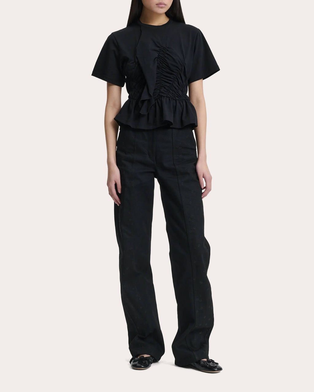 Ace Jersey Shirred Ruffle T-Shirt