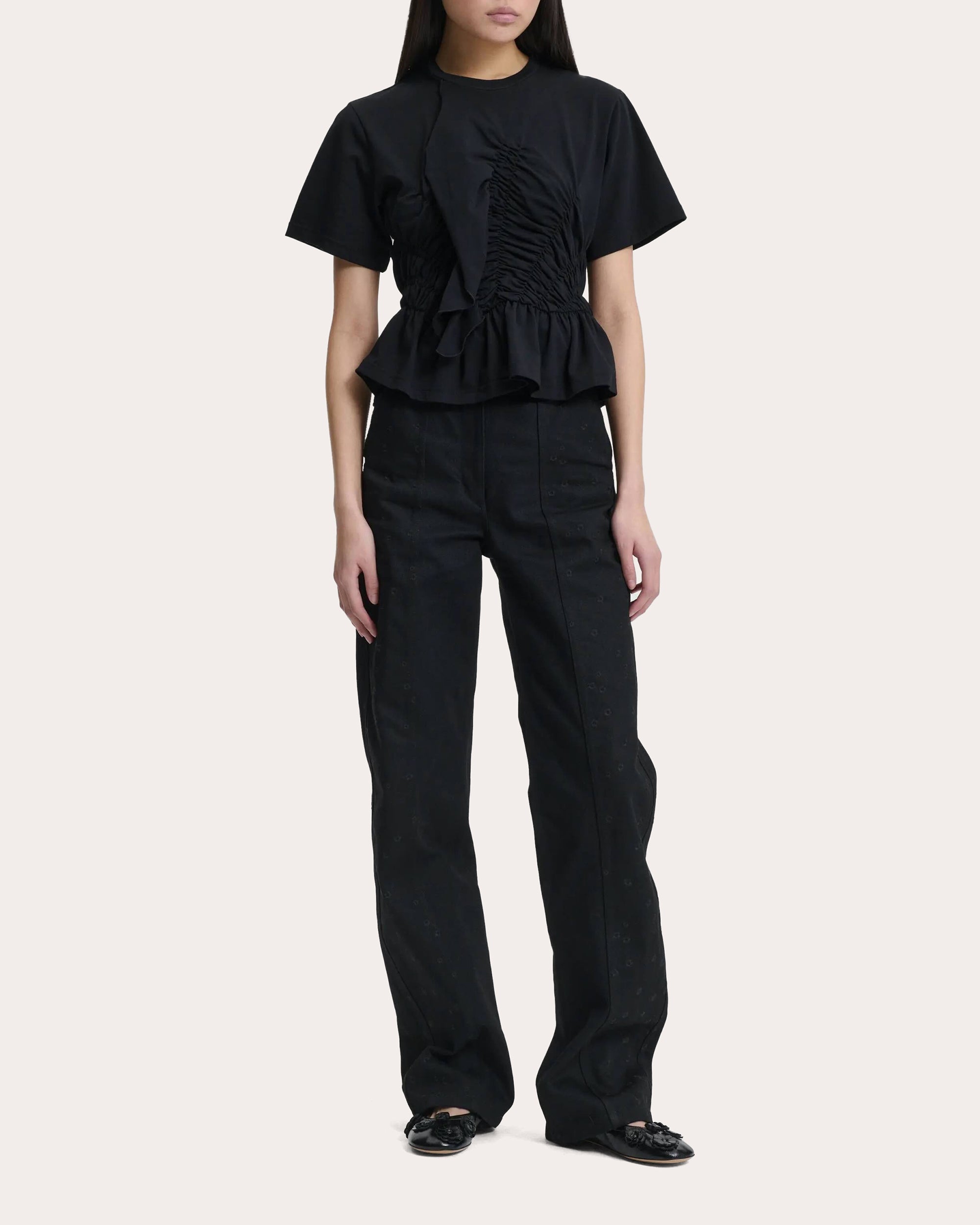 Ace Jersey Shirred Ruffle T-Shirt