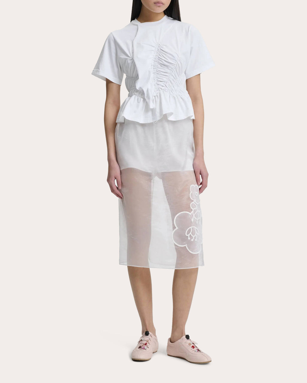 Ace Jersey Shirred Ruffle T-Shirt