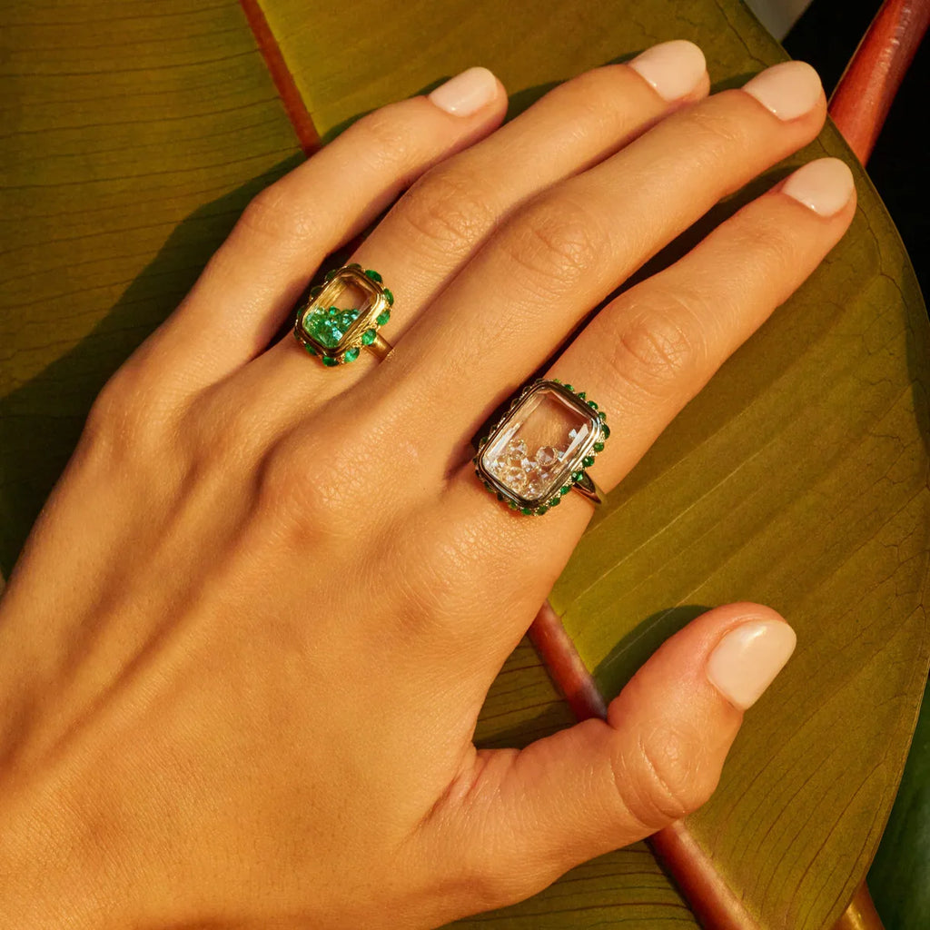Emerald & 18k Gold Ten Fourteen Antique Shaker Ring