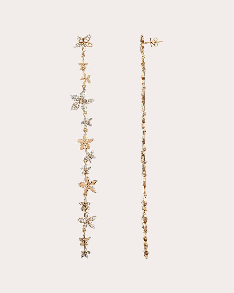 Diamond Apple Seed Tara Drop Earrings