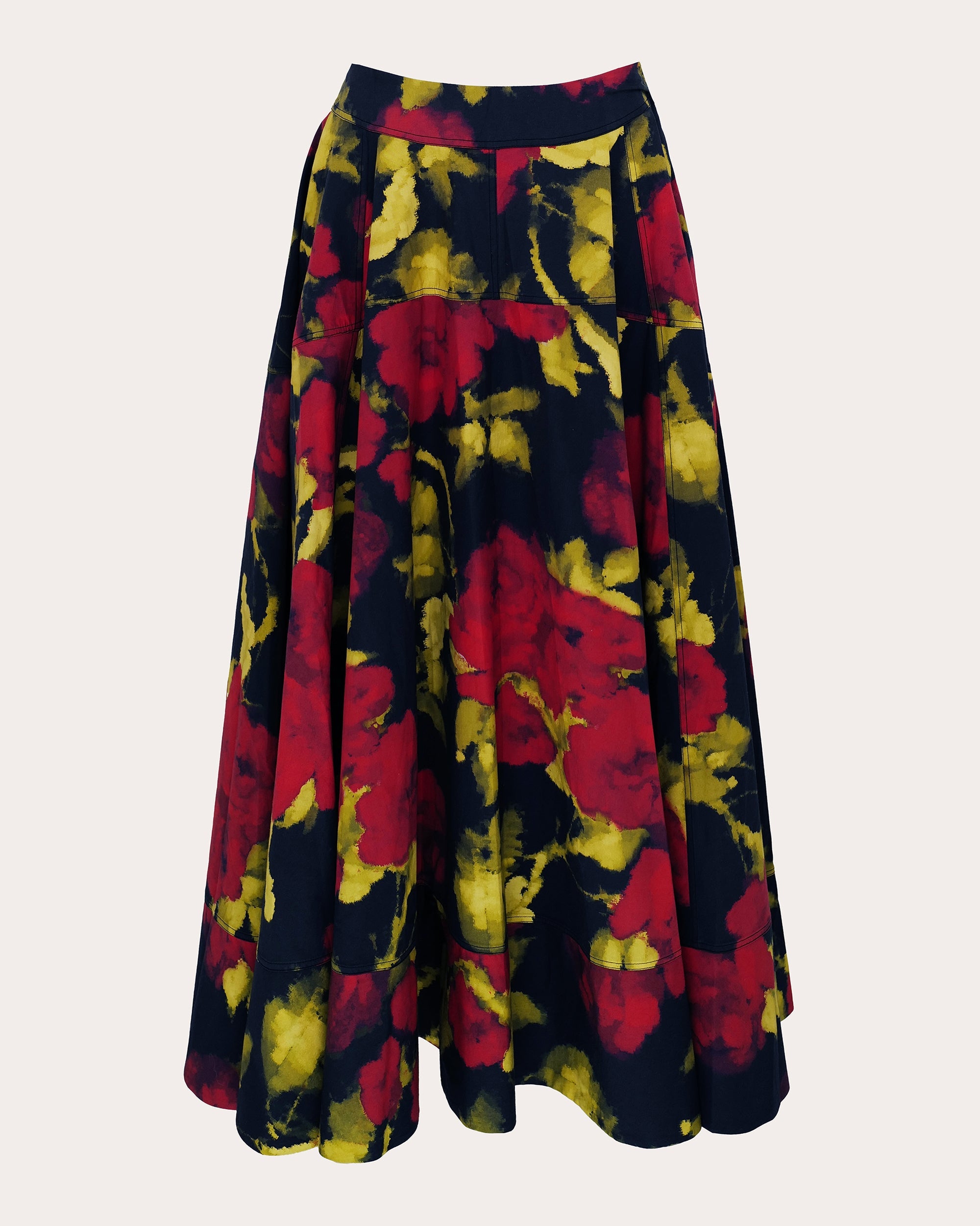 Avani Floral Poplin Paneled Midi Skirt