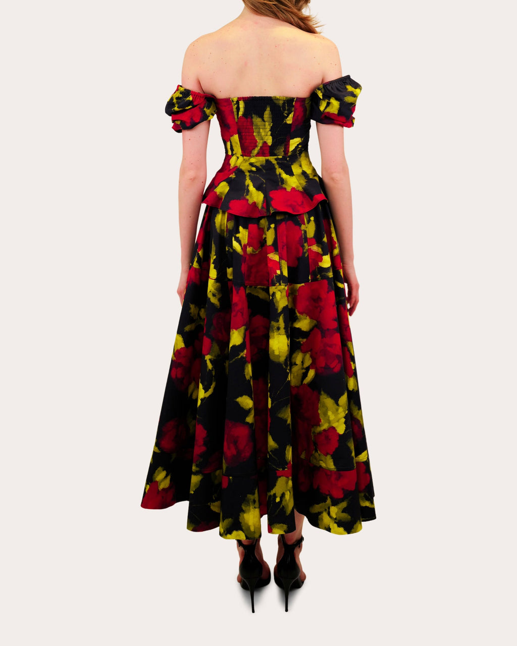 Avani Floral Poplin Paneled Midi Skirt