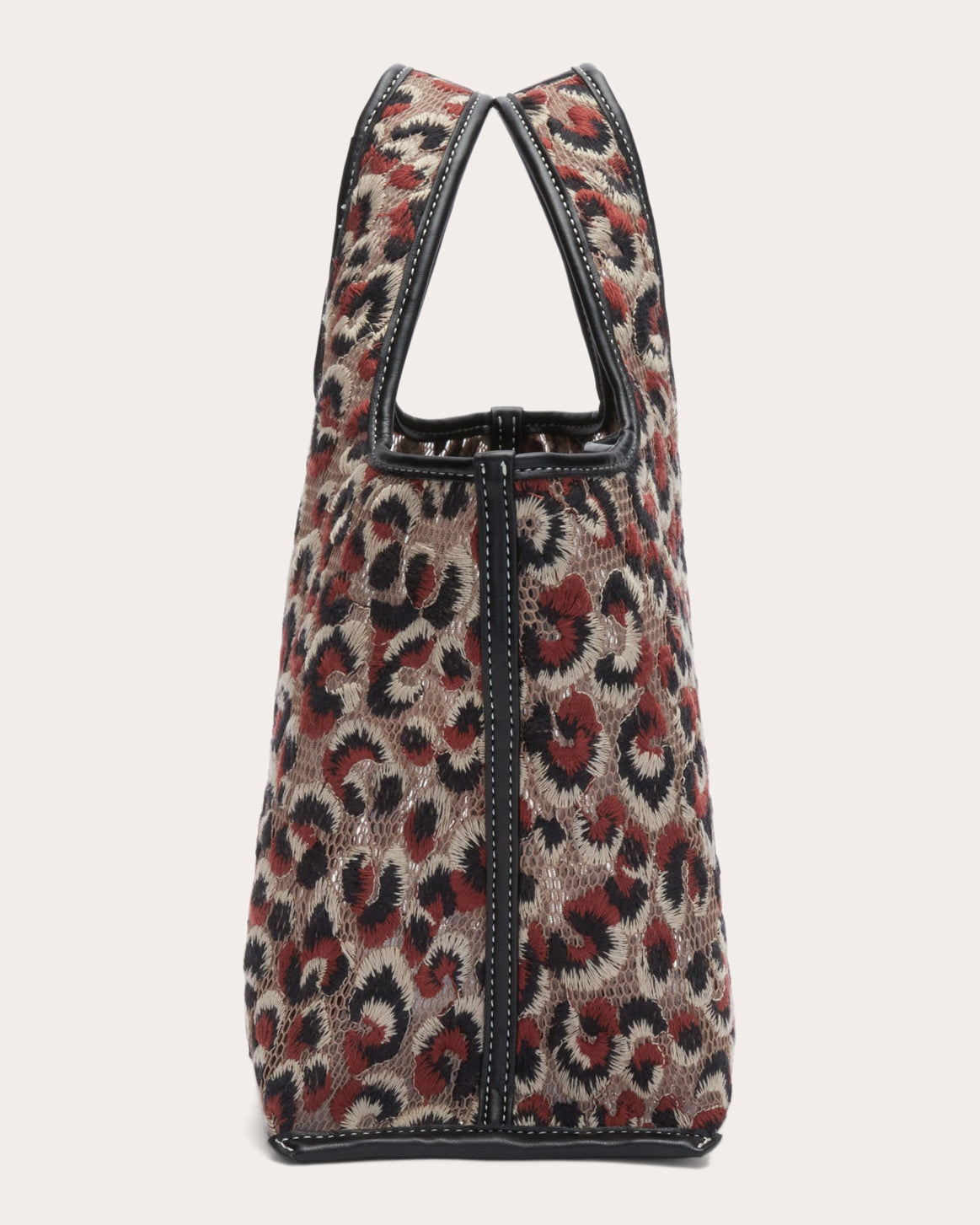 Mini Embroidered Leopard Mesh Market Tote