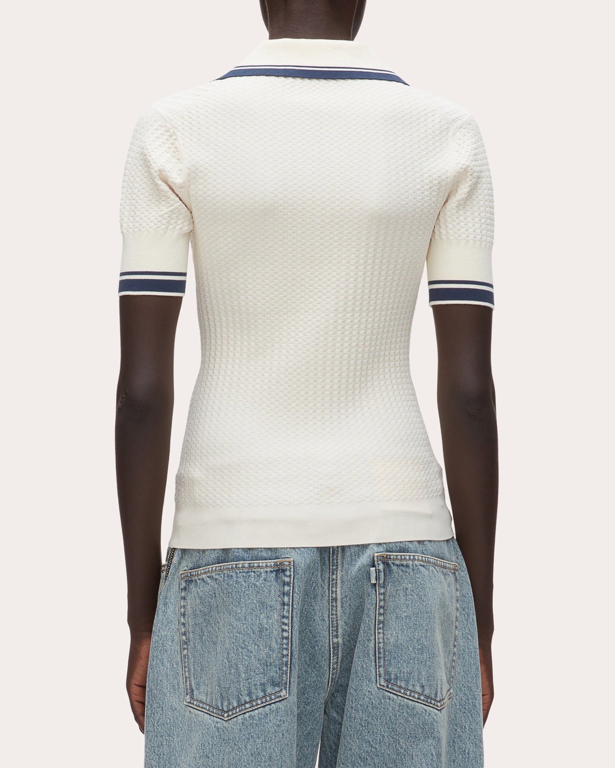 Textured Knit Polo Top