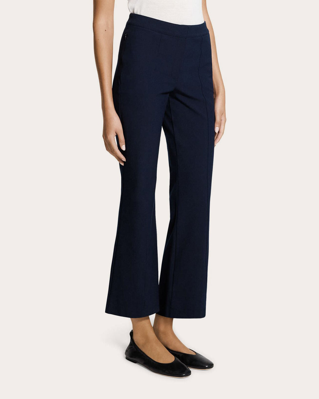 Stretch Cotton Seamed Crop Kick Pants