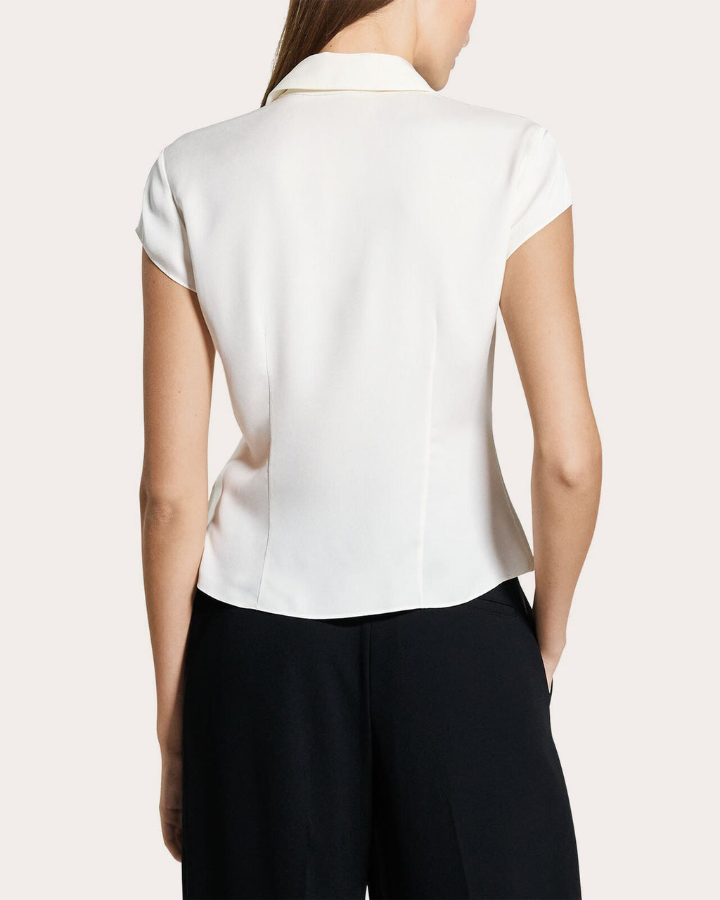 Silk Cap-Sleeve Button-Up