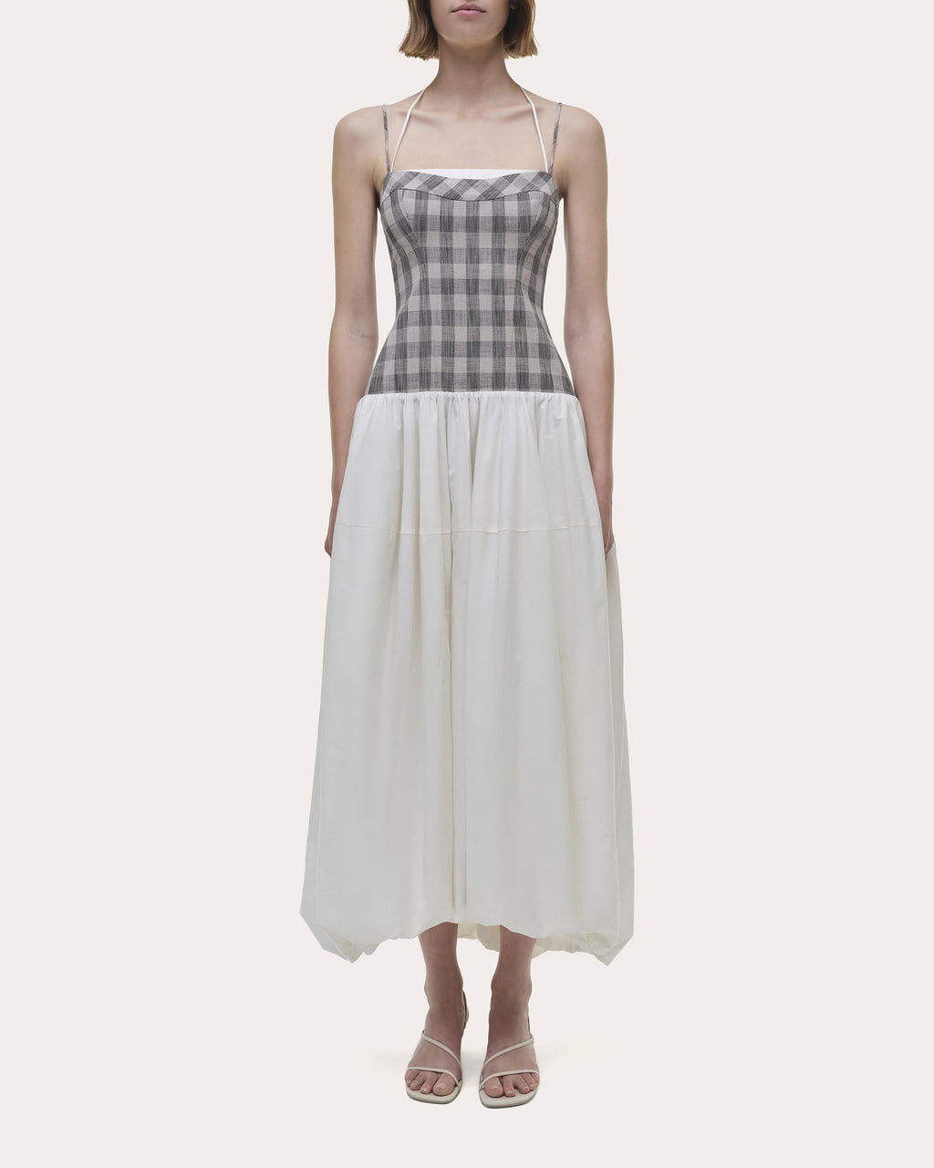 Pfeiffer Gingham Cotton Combo Bustier Midi Dress