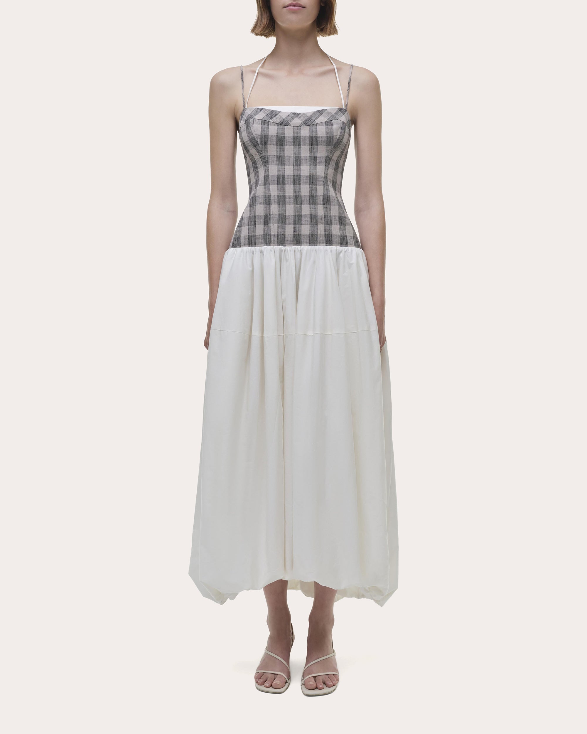 Pfeiffer Gingham Cotton Combo Bustier Midi Dress