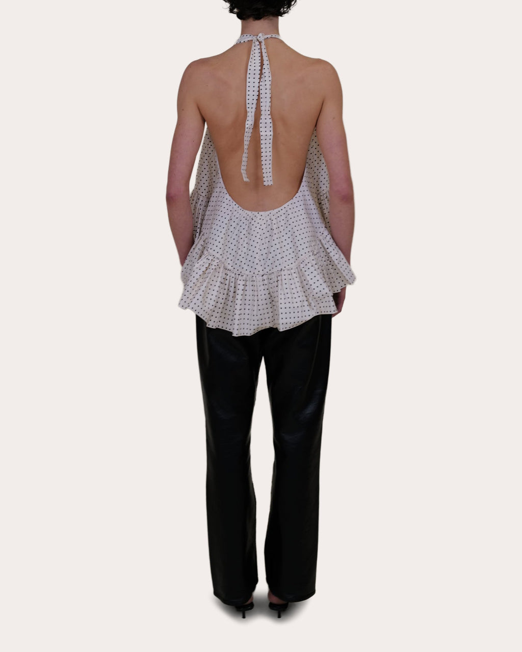 Winston Polka Dot Poplin High-Low Halter Top
