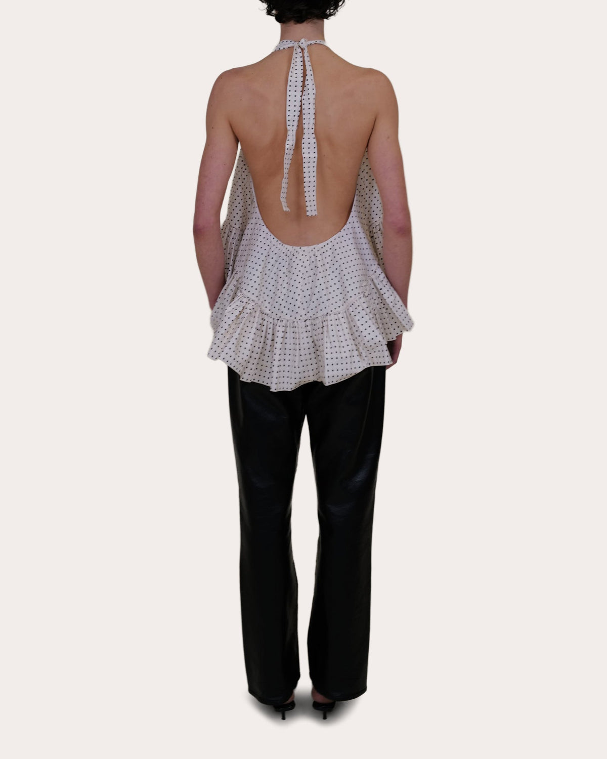 Winston Polka Dot Poplin High-Low Halter Top