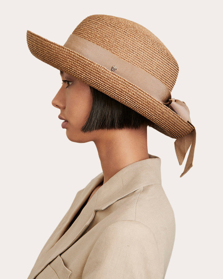 Newport Grosgrain-Trimmed Raffia Sun Hat