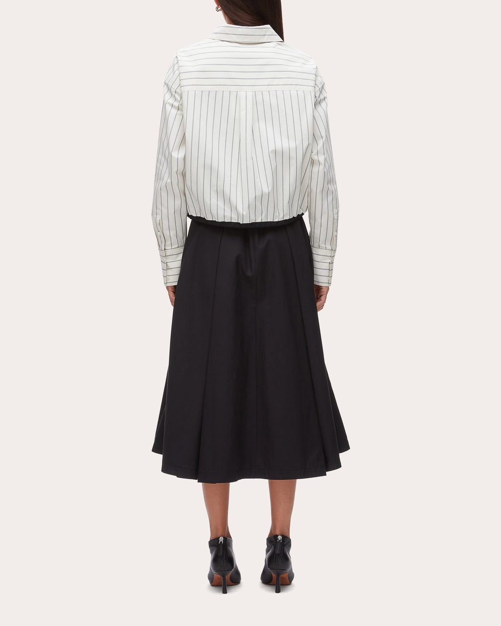 Stripe Poplin Drawcord Button-Up