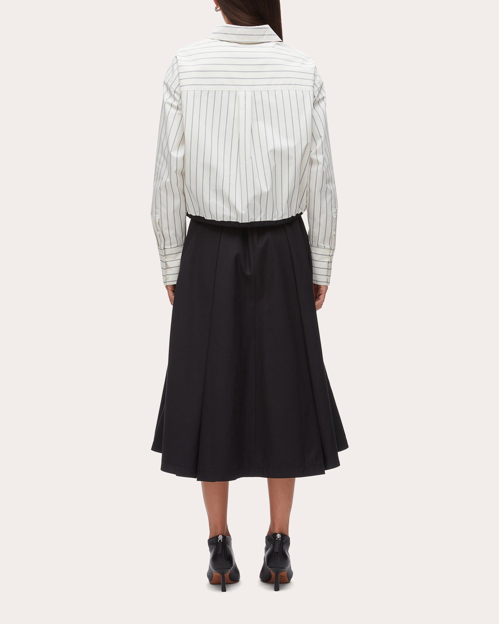 Stripe Poplin Drawcord Button-Up