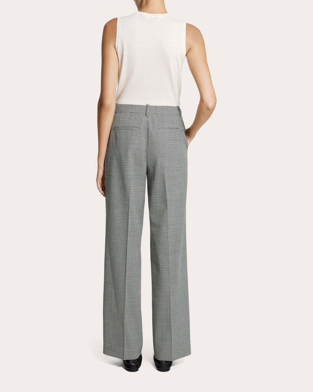 Plaid Wool Twill Straight-Leg Trousers