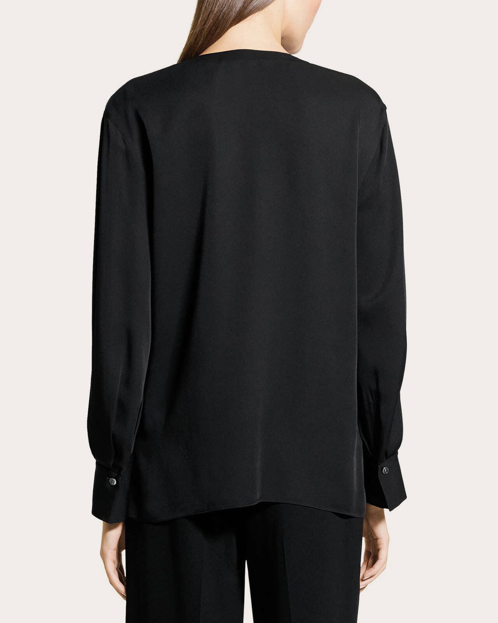 Silk Georgette Blouson-Sleeve Blouse