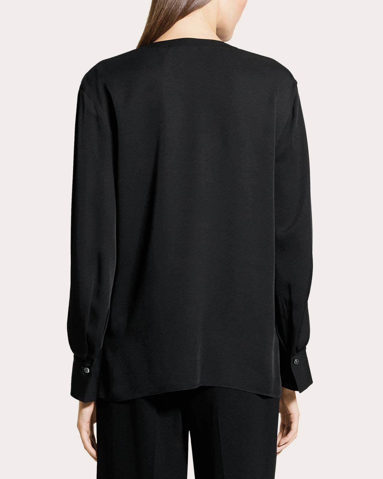 Silk Georgette Blouson-Sleeve Blouse