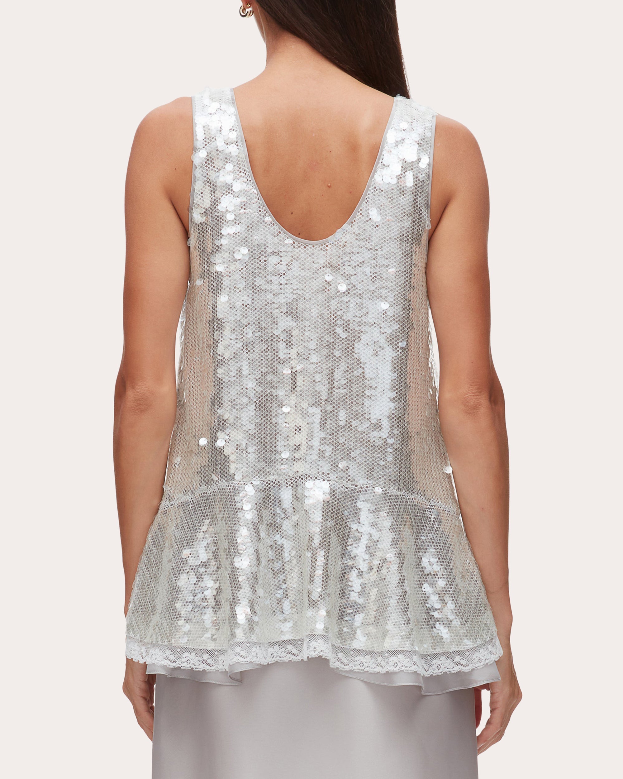 Sequin Paillette Tied Flounce Tank