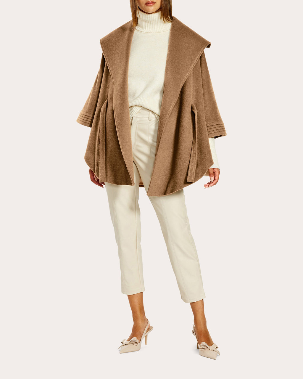 Baby Alpaca Belted Shawl Collar Cape