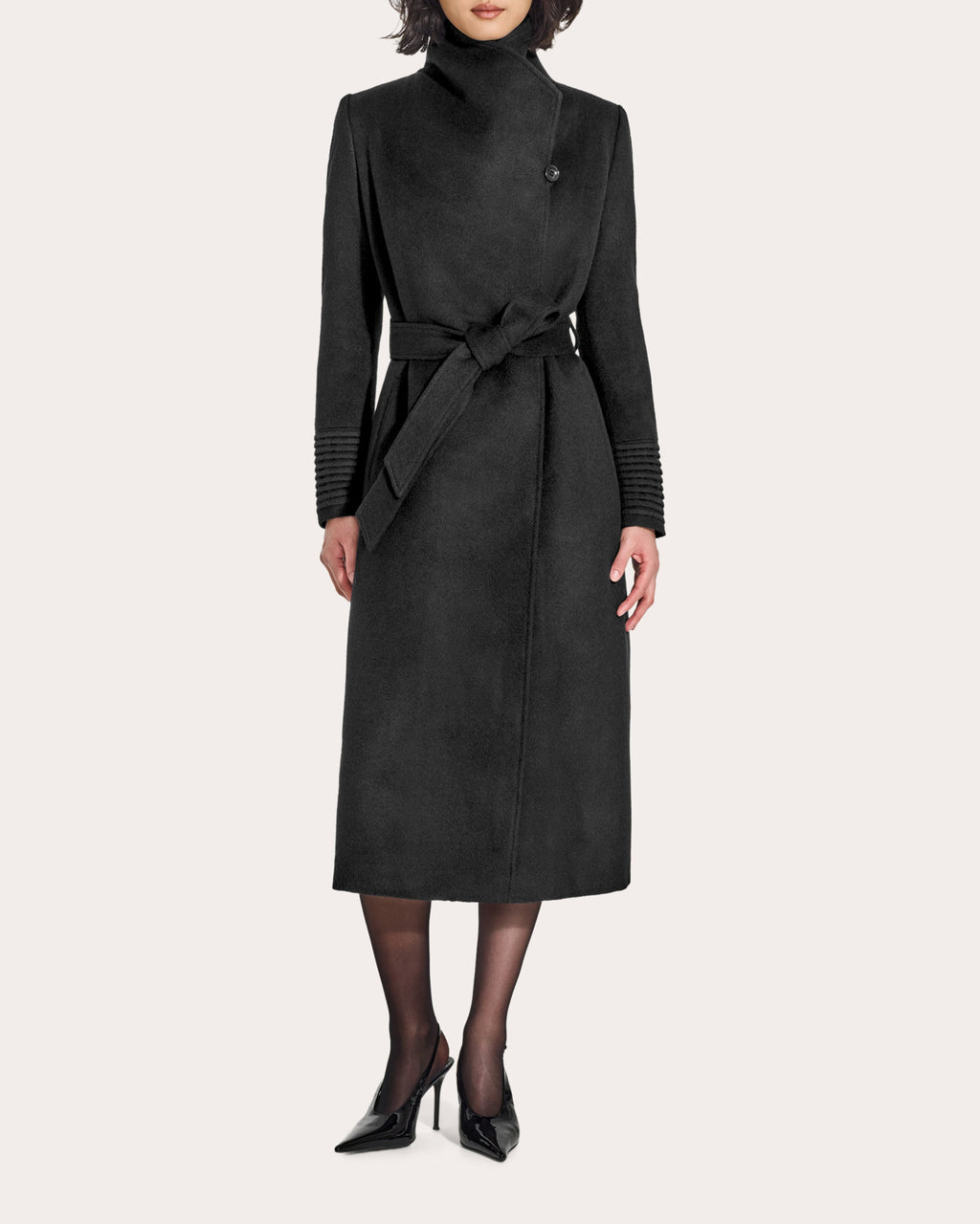 Baby Alpaca Funnel Collar Long Wrap Coat