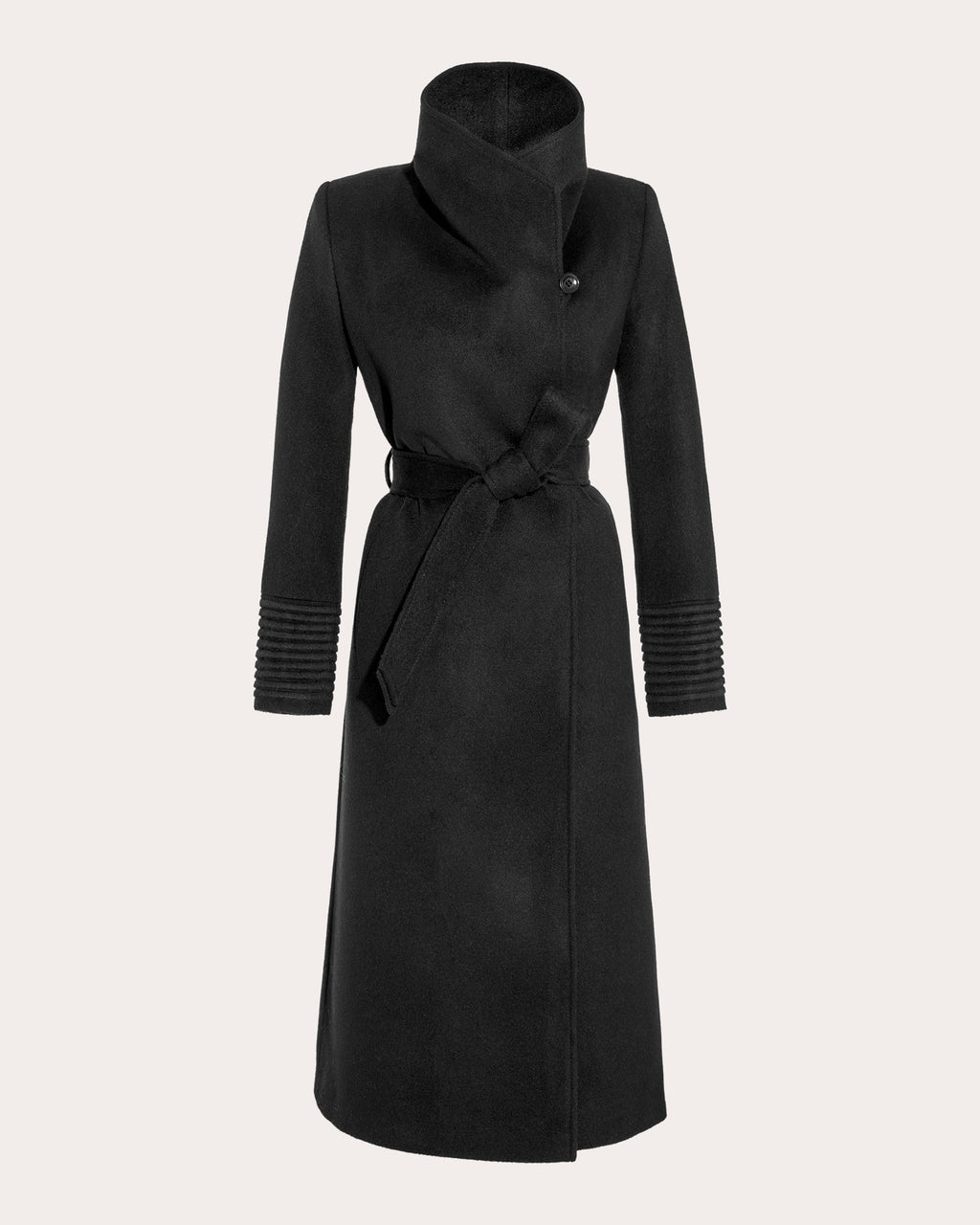 Baby Alpaca Funnel Collar Long Wrap Coat