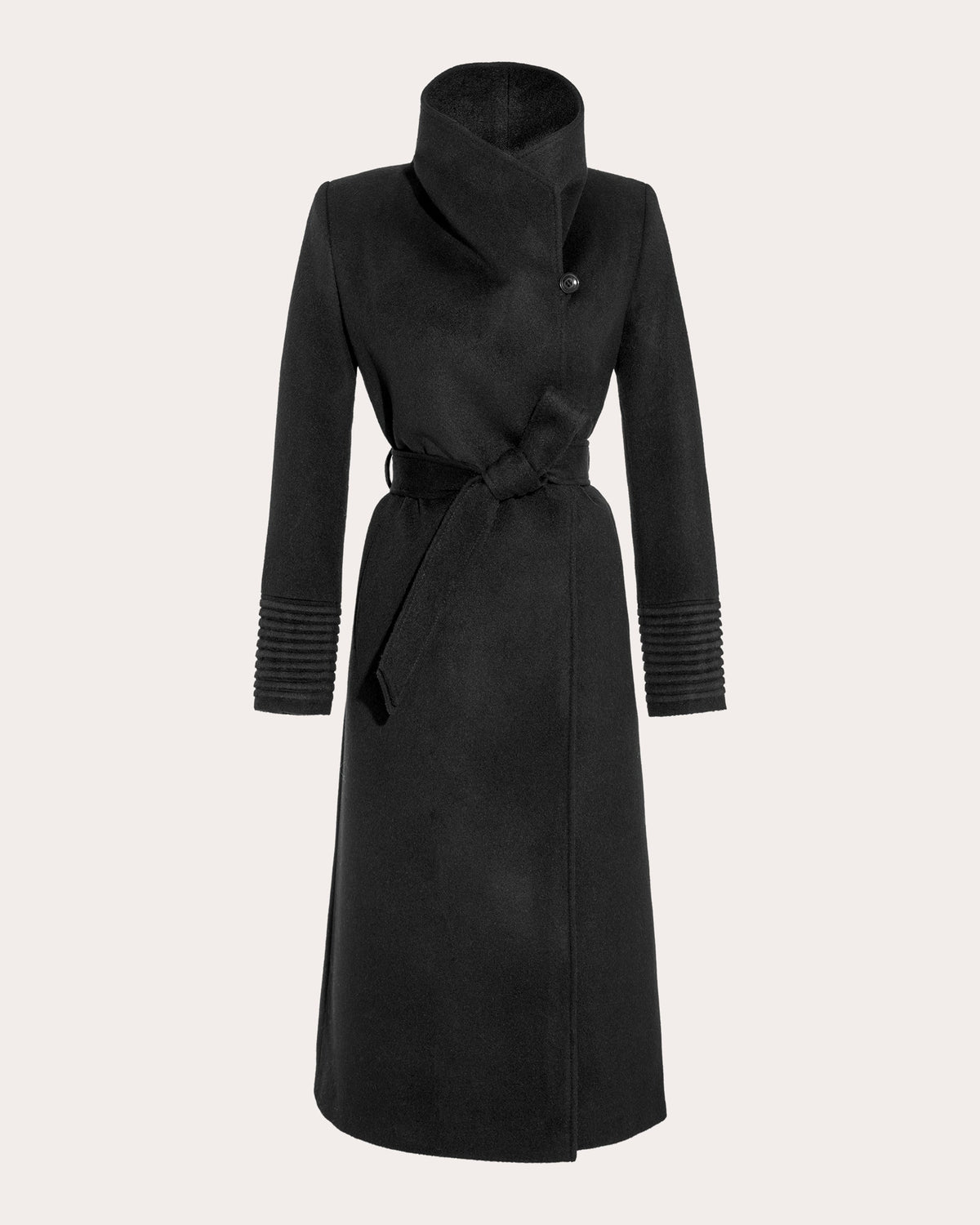 Baby Alpaca Funnel Collar Long Wrap Coat