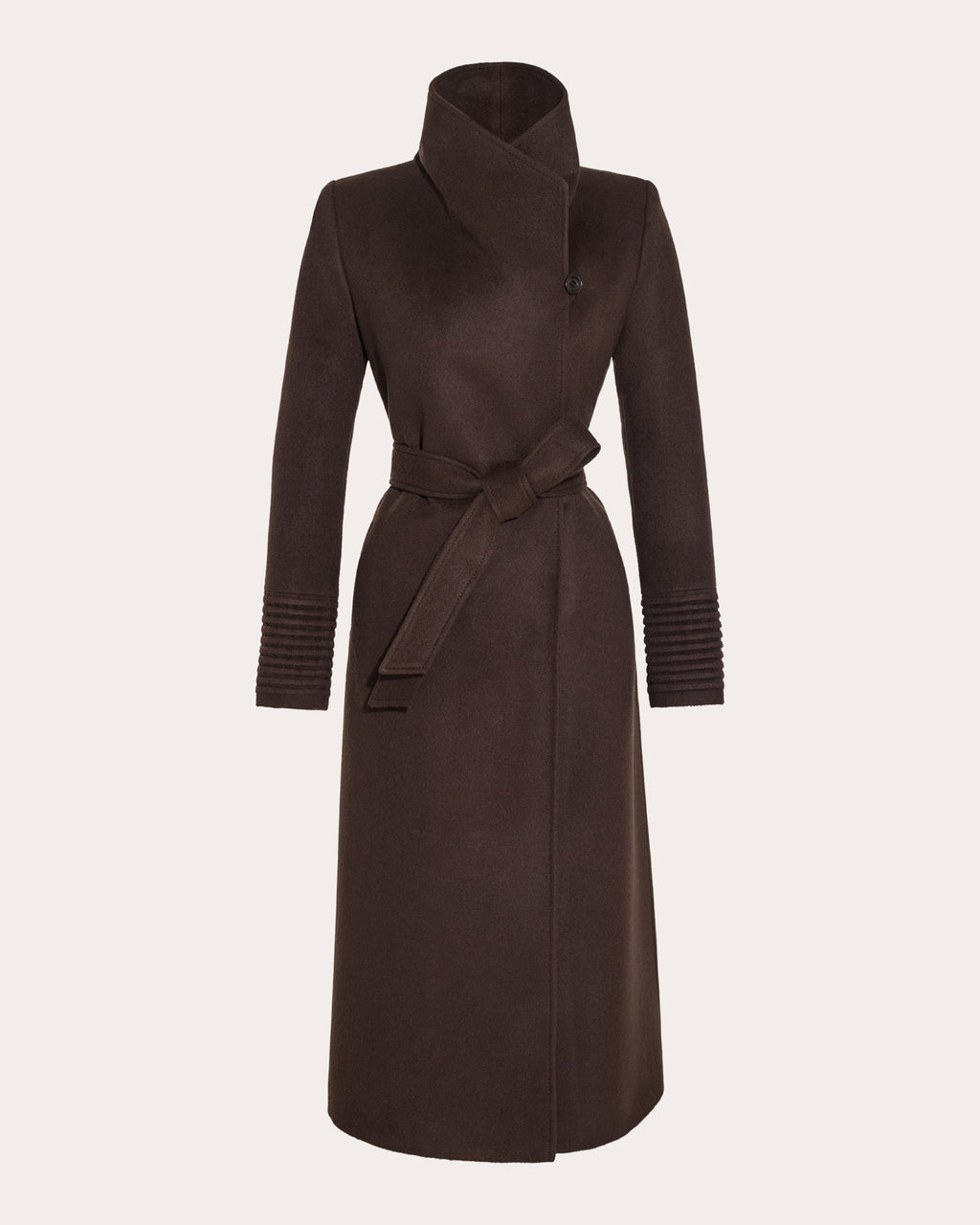 Baby Alpaca Funnel Collar Long Wrap Coat