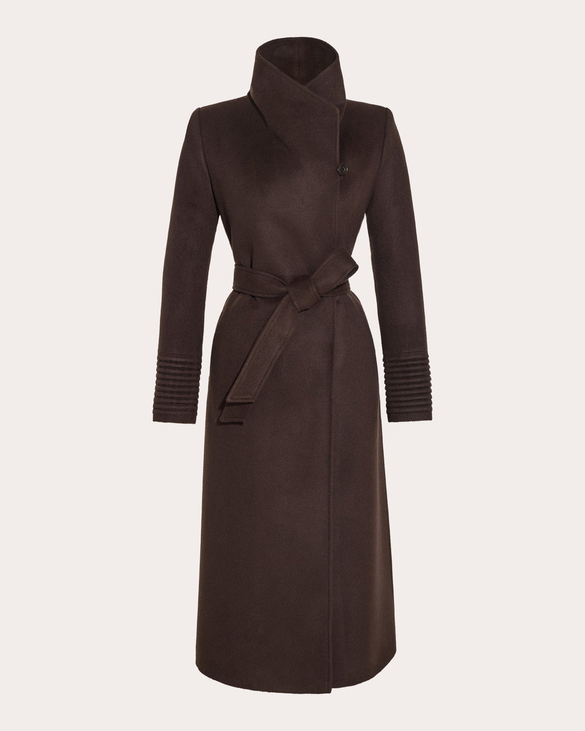 Baby Alpaca Funnel Collar Long Wrap Coat
