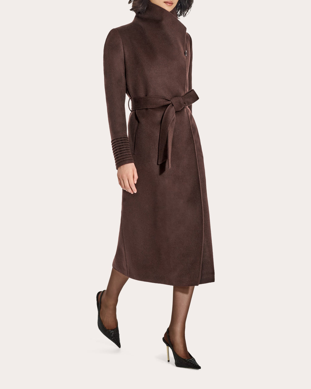Baby Alpaca Funnel Collar Long Wrap Coat
