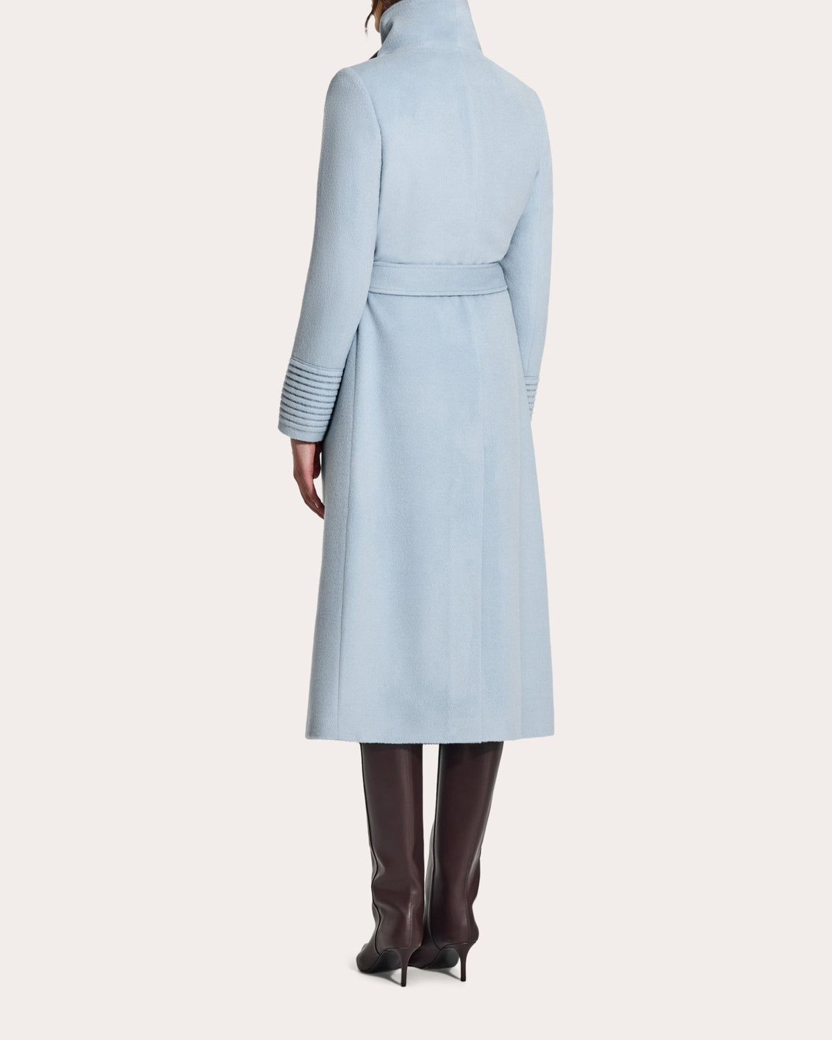 Baby Alpaca Funnel Collar Long Wrap Coat