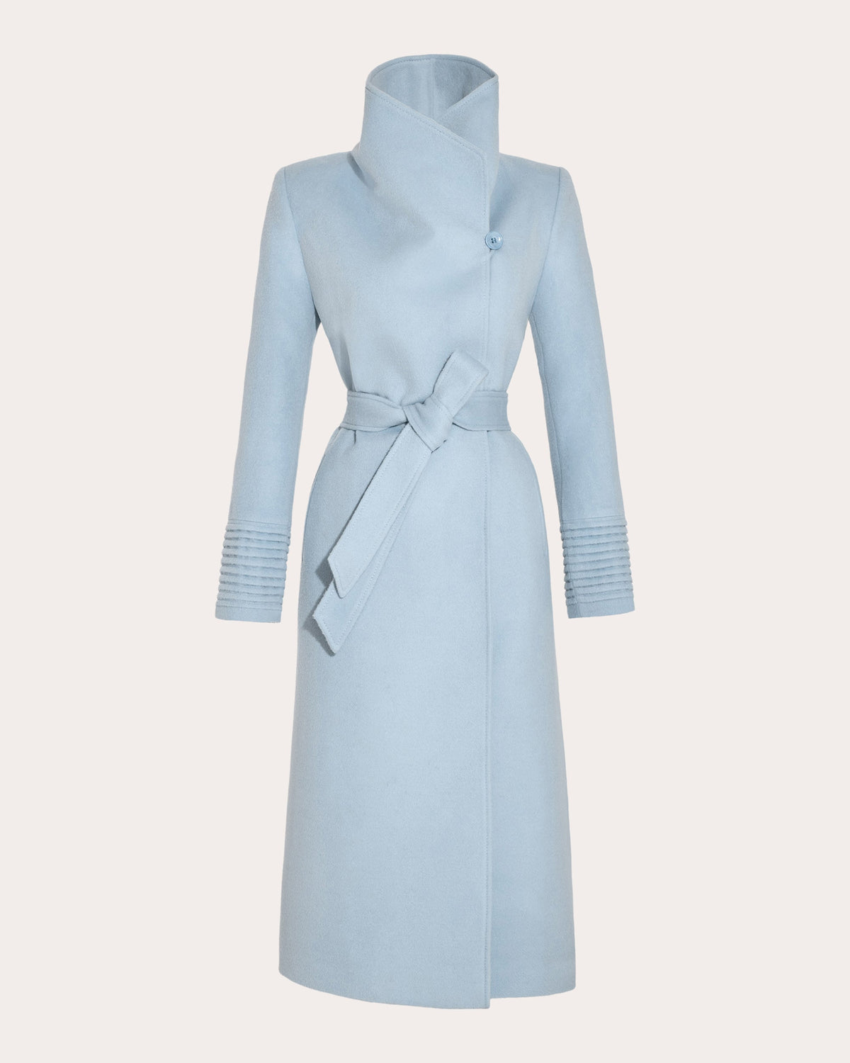 Baby Alpaca Funnel Collar Long Wrap Coat