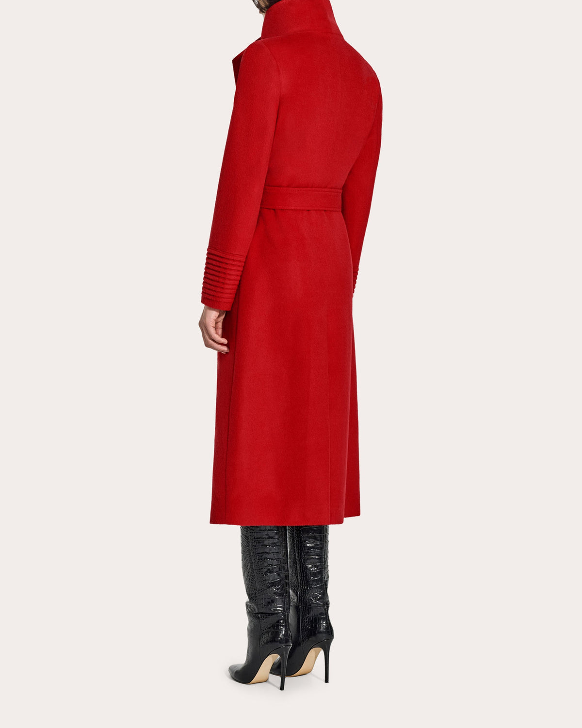 Baby Alpaca Funnel Collar Long Wrap Coat