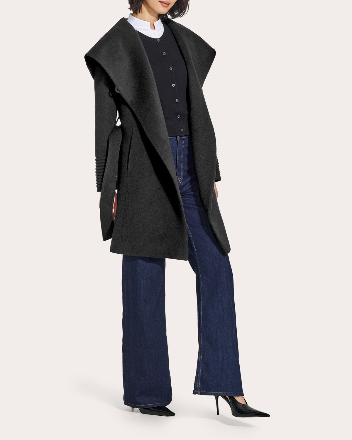 Baby Alpaca Hooded Midi Wrap Coat