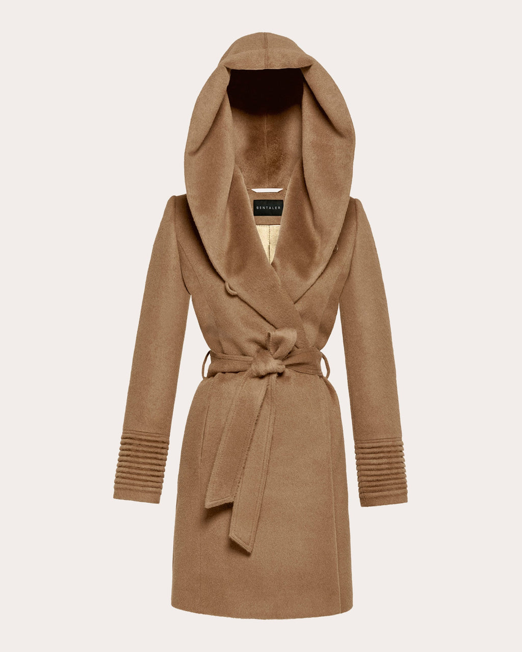 Baby Alpaca Hooded Midi Wrap Coat