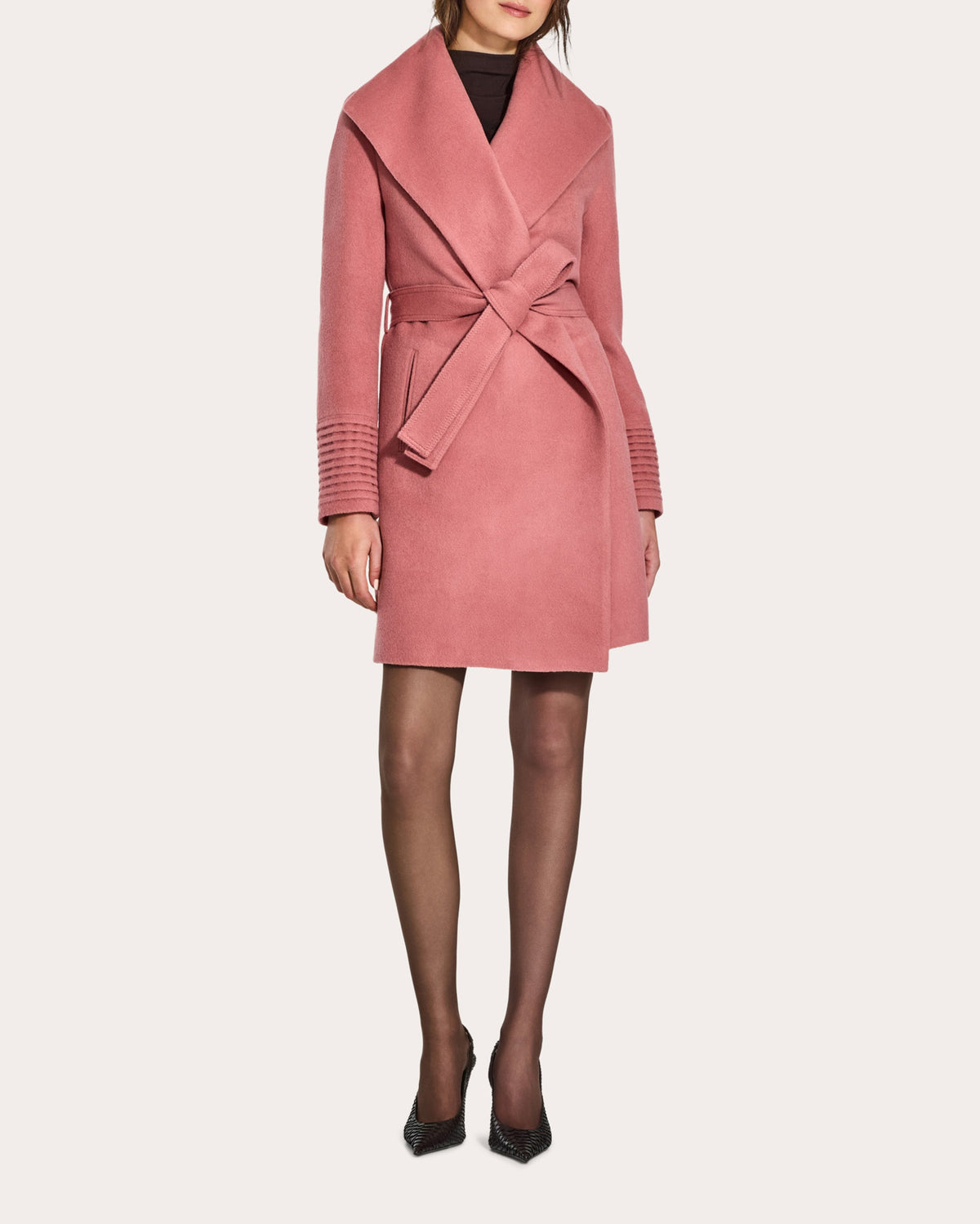 Baby Alpaca Shawl Collar Midi Wrap Coat