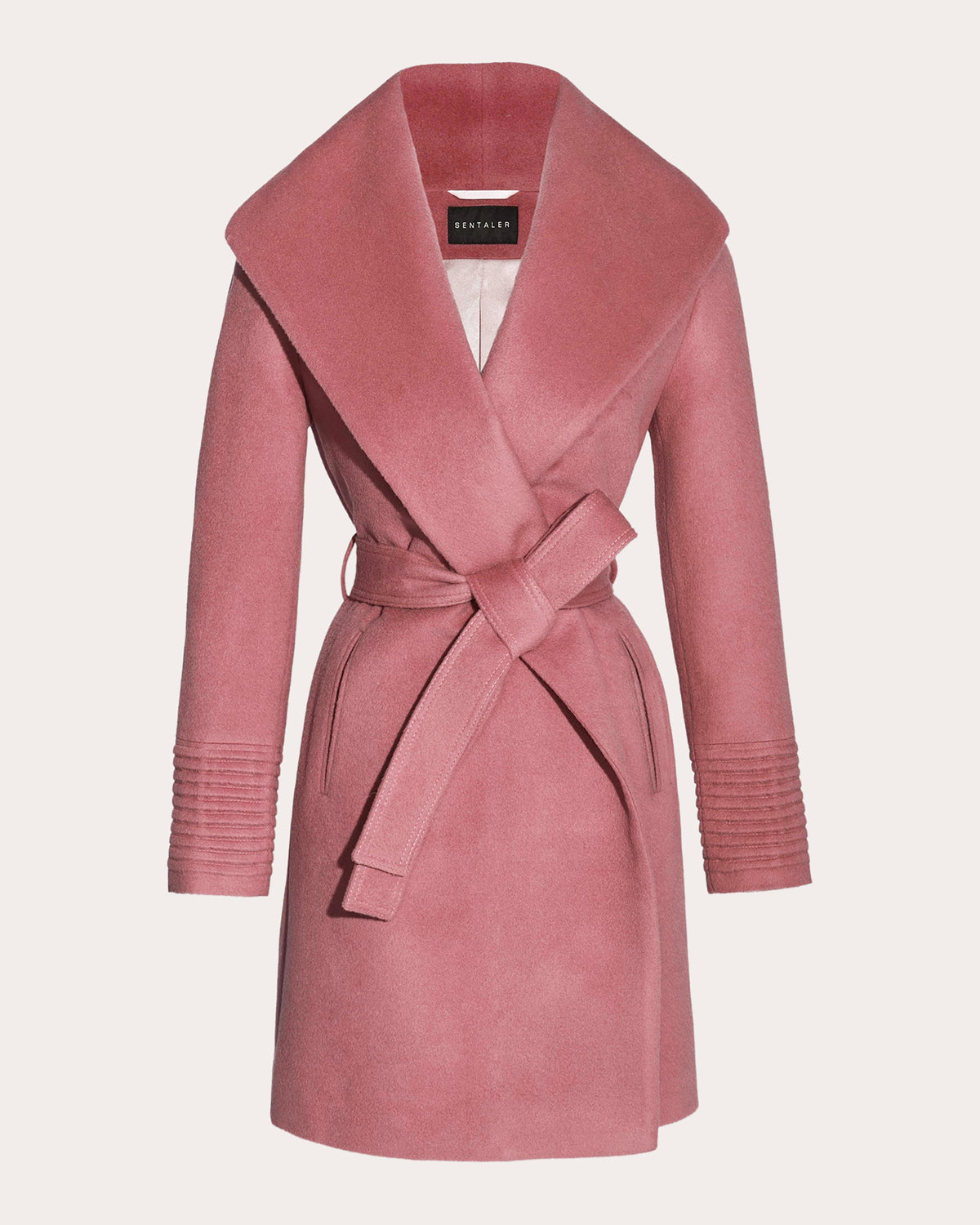 Baby Alpaca Shawl Collar Midi Wrap Coat