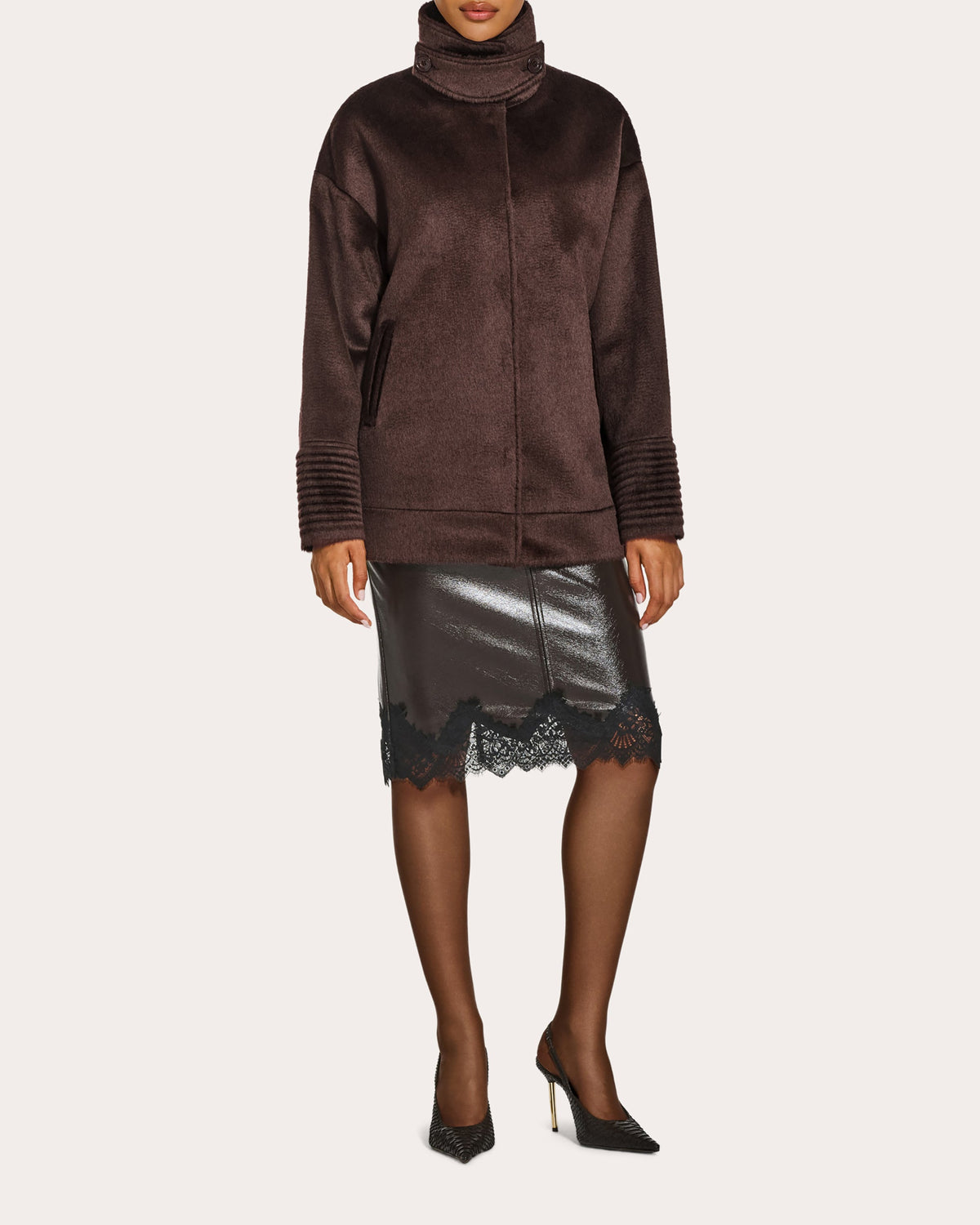 Suri Alpaca Stand Collar Aviator Jacket