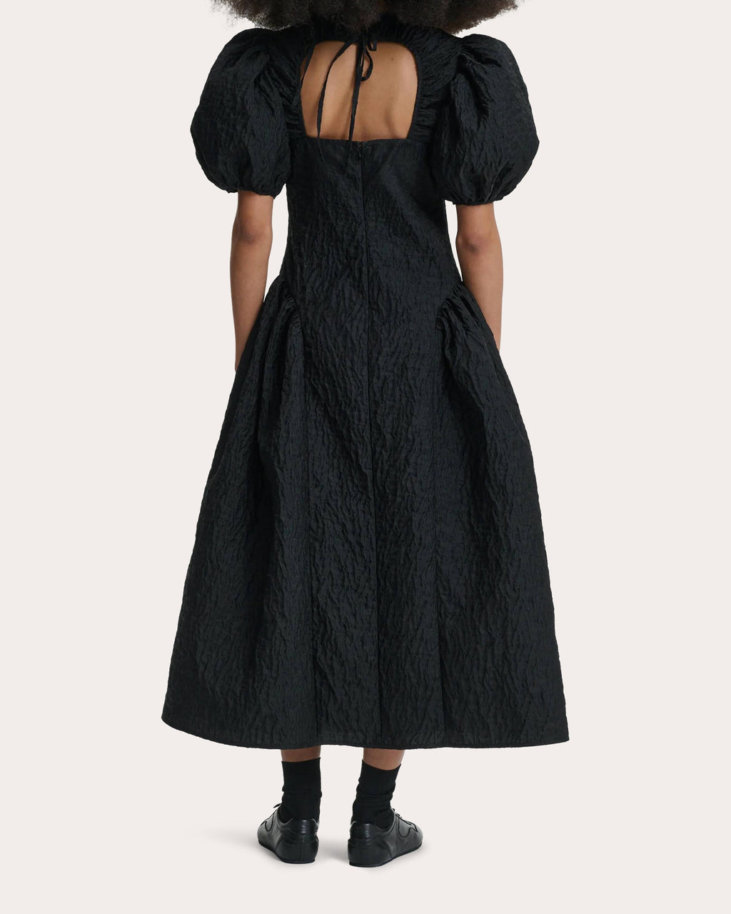 Bali Lobelia Matelassé Puff-Sleeve Midi Dress