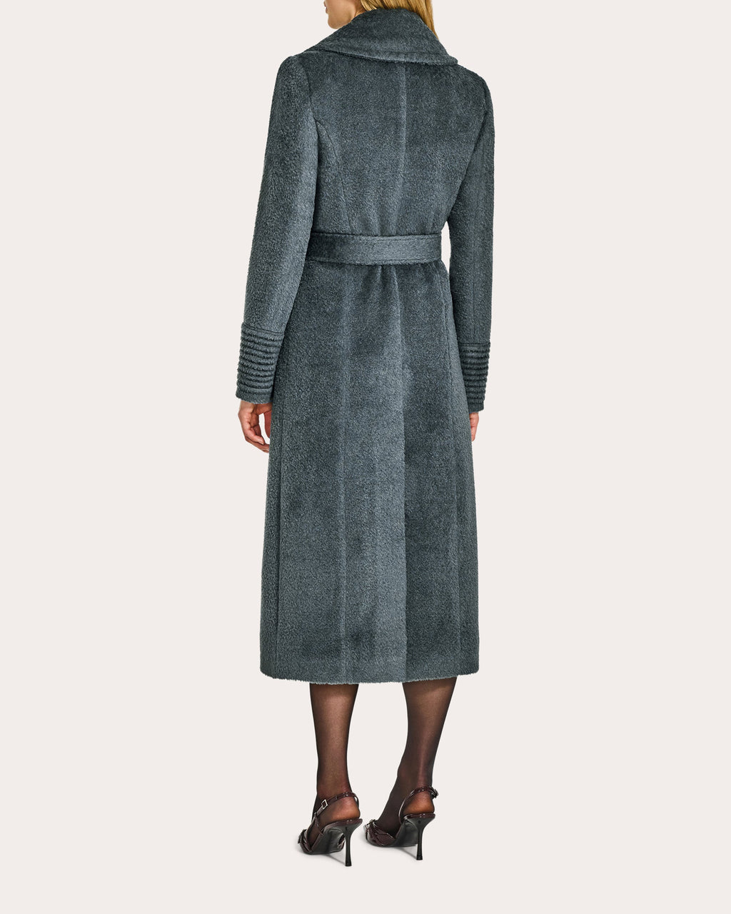 Bouclé Alpaca Notched Collar Long Wrap Coat