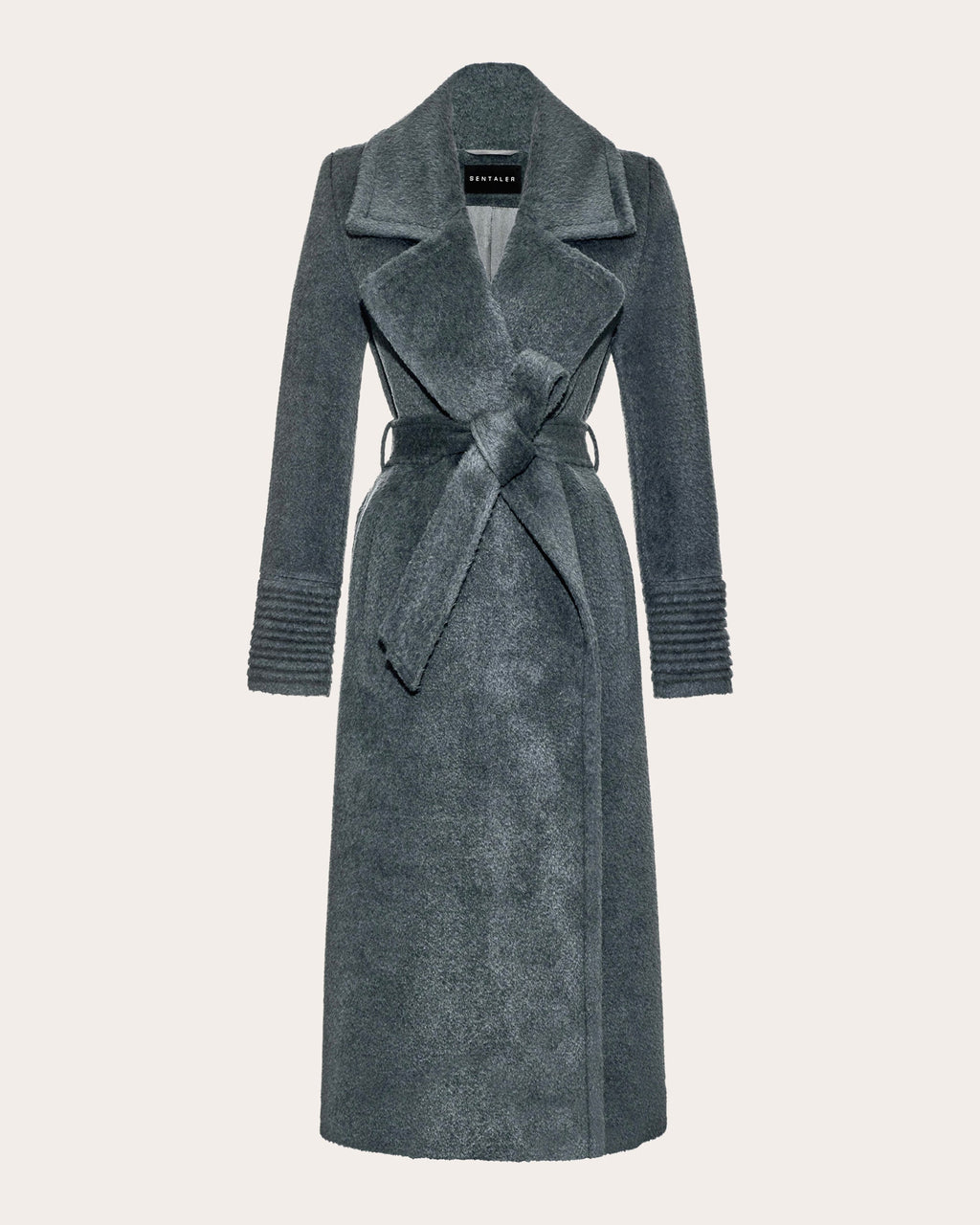 Bouclé Alpaca Notched Collar Long Wrap Coat